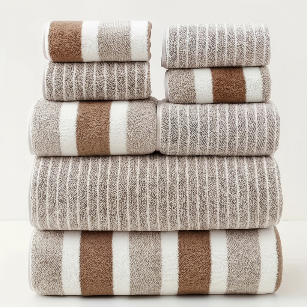 AquaPlush | Set di Asciugamani da Bagno in Pile Corallo 8 Pezzi