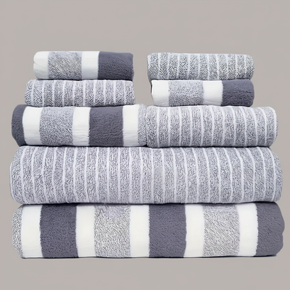 AquaPlush | Set di Asciugamani da Bagno in Pile Corallo 8 Pezzi
