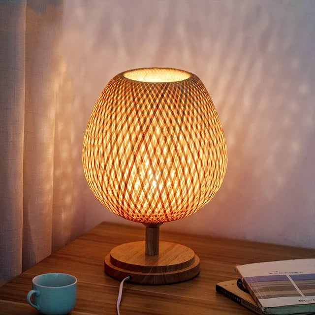 Lampada da Tavolo Vintage in Bambù | Design Rustico Elegante 0