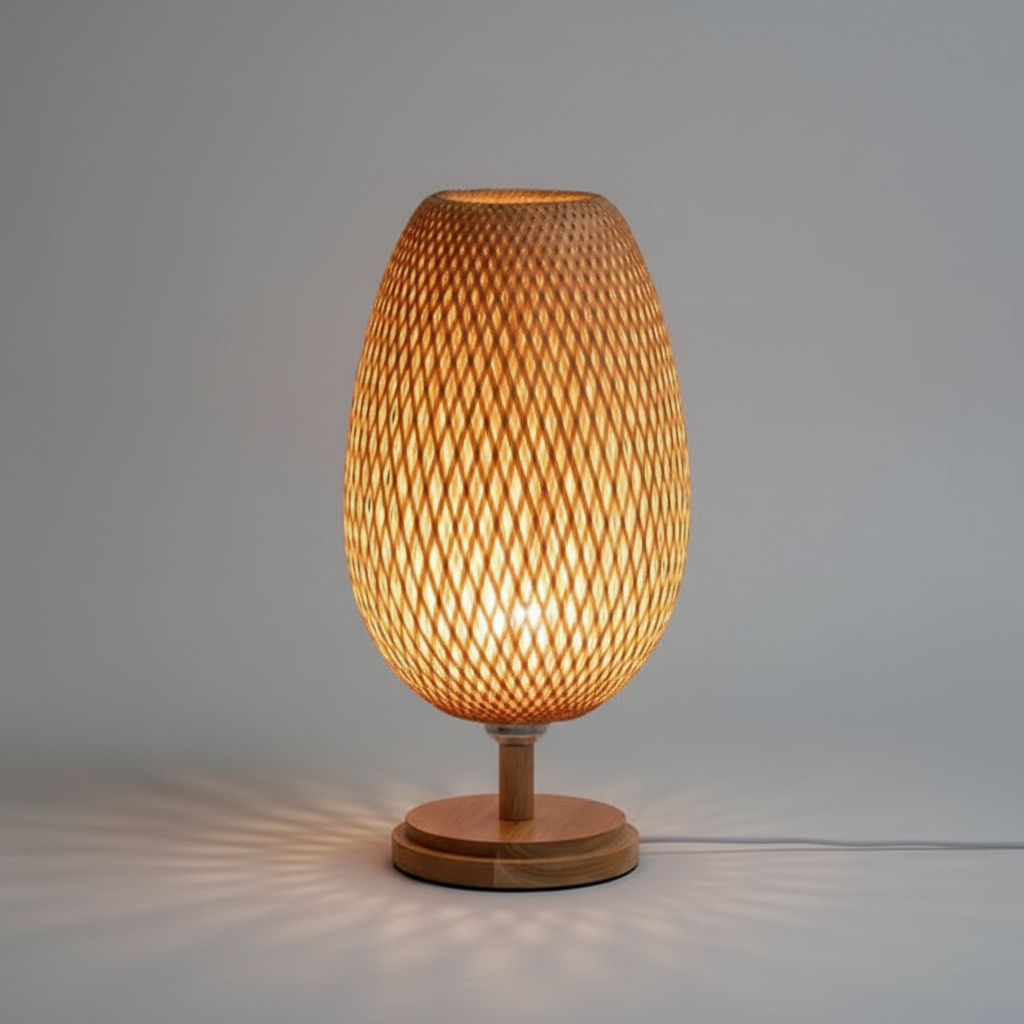 Lampada da Tavolo Vintage in Bambù | Design Rustico Elegante