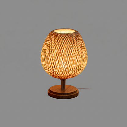 Lampada da Tavolo Vintage in Bambù | Design Rustico Elegante